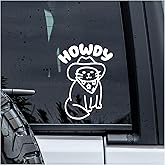 MYMKO Howdy Cowboy Cat Decal, Western Car Window Decals, 6 Inches UV DTF Tranfer Car Stickers, Aesthetic Pet Mom Weatherproof Car Truck Window Bumper Sticker, Funny Car Decals for Cat Lovers