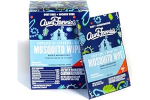 Aunt Fannie's Mosquito Wipes, Individually Wrapped Wipes for Indoor/Outdoor Protection (Single Pack, 10 Wipes)