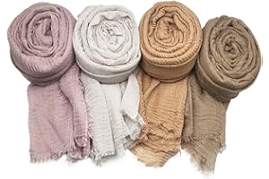 KYJ-UP Women Cotton Hemp Scarf Shawl - 35.5"x70.9" Lightweight Breathable Wrap for Travel Beach Outdoor Sun Protection