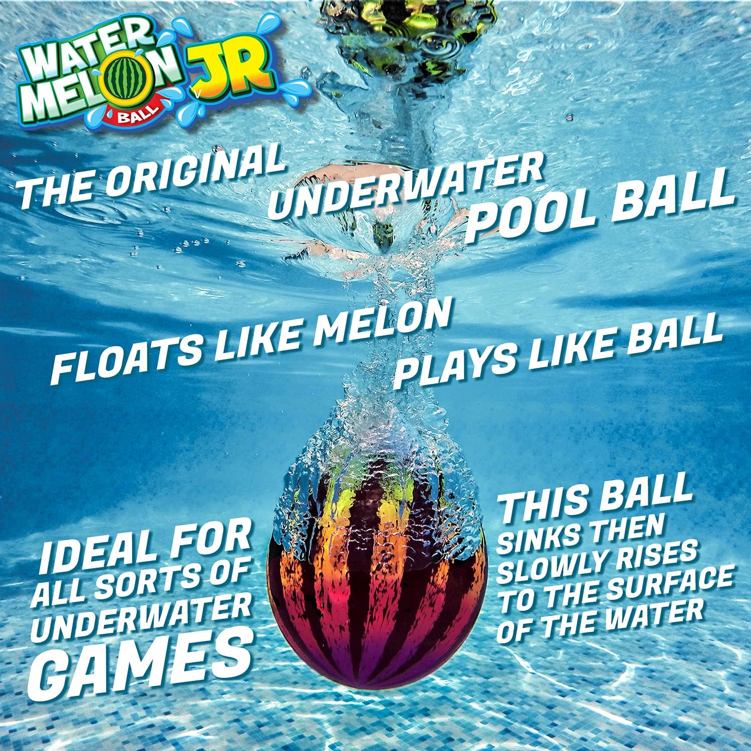 Watermelon Ball JR Underwater Pool Toy | Pool Ball for Under Water Passing, Dribbling, Diving and Pool Games for Teens, Kids, or Adults | 6.5in. Ball Fills with Water: Toys & Games