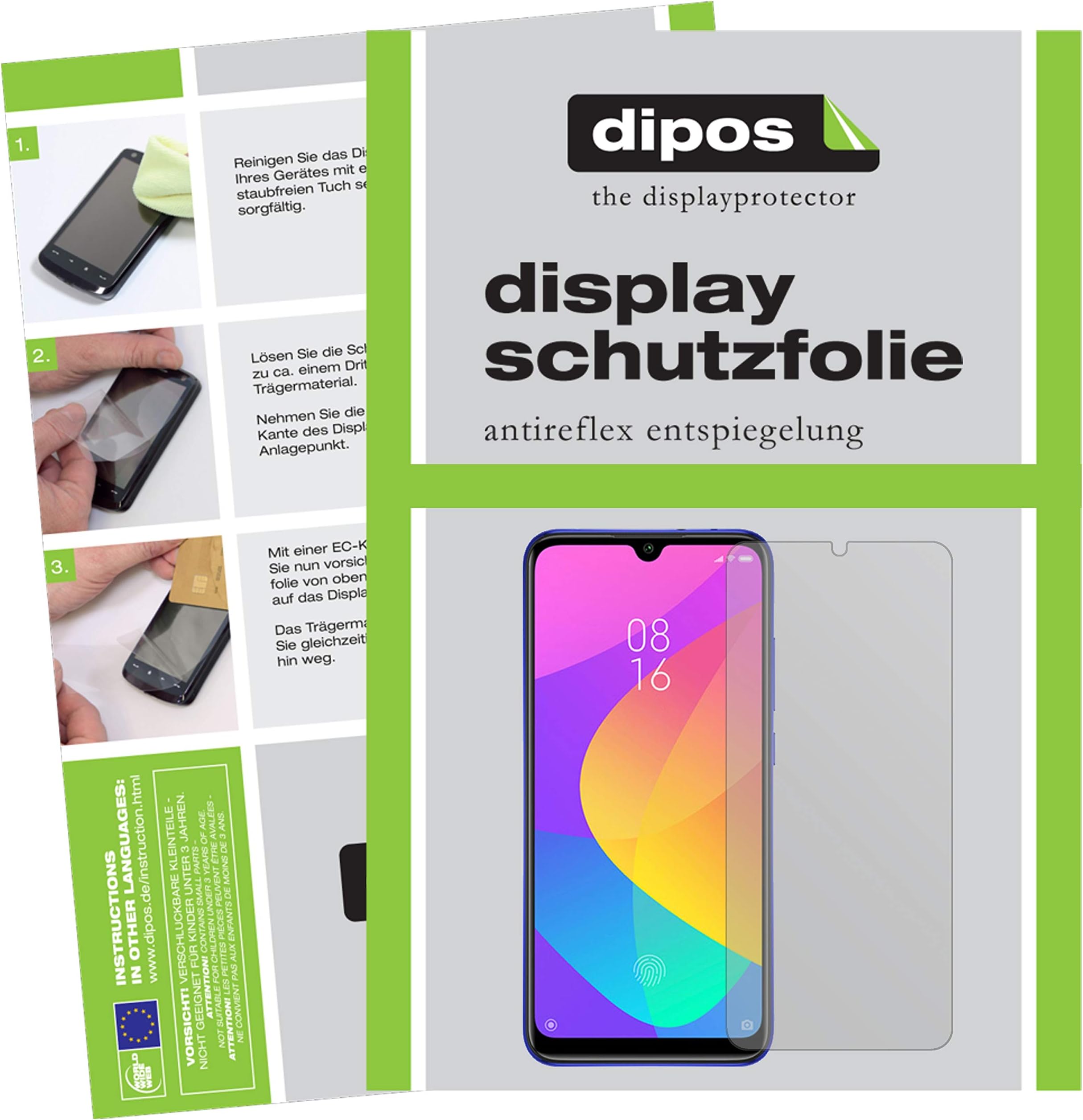 dipos I 4x Screen Protector matte compatible with Xiaomi Mi A3 Protection Films (2x front + 2x back)