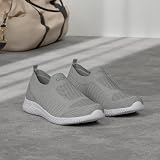 HKR Slip On Trainers Womens Memory Foam Lightweight Grey UK 5 view 3