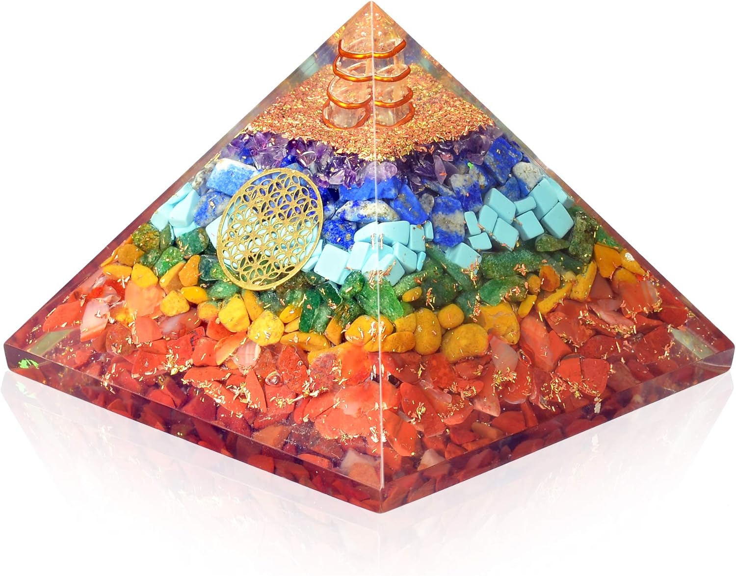 Mixed Media - Orgone Chakra Pyramid- 7 Chakra Gemstone Orgonite Pyramid for Chakra Balancing- Psychic Meditation - Healing Love Yoga Chakra