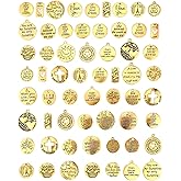 YETOOME 60 Pcs Antique Gold Inspiration Words Charms Engraved Motivational Charms Pendants for Jewelry Making Crafting Findings Accessory