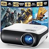 HAPPRUN Native 1080P Bluetooth Mini Projector, Full HD Portable Outdoor Movie Projector with Built-in Speaker, Compatible with Smartphone, HDMI, USB, AV, Fire Stick, PS5 for Home, Bedroom, Outdoor Use