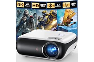 HAPPRUN Native 1080P Bluetooth Projector, Full HD Portable Outdoor Movie Projector with Built-in Speaker, Compatible with Sma
