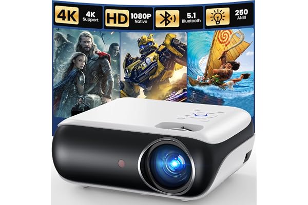 HAPPRUN Native 1080P Outdoor Smart Projector-Standard | Native 1080P • Mini & Portable • Easy Setup • Built-in Speaker • Indoor & Outdoor • Phone, Laptop & PS5 Compatible