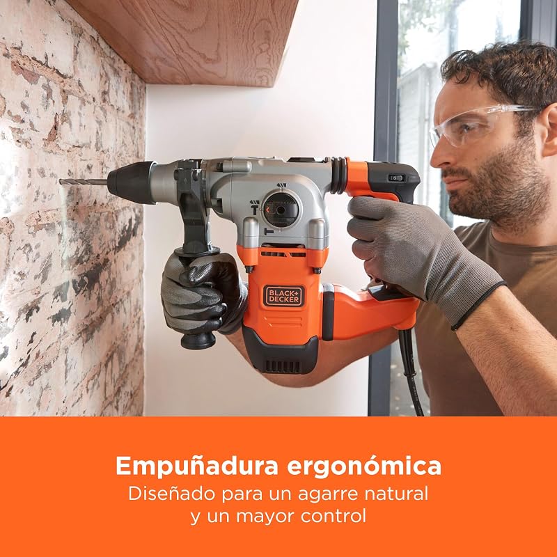 Taladro percutor SDS+, motor de 1250W, 3 modos de funcionamiento, fuerza de impacto de 3,5J, incluye brocas y cincel, BEHS03K-QS