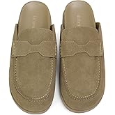 iiimmu Women's Suede Mule Loafers Backless Slip On Flats Casual Round Toe Comfort Slides