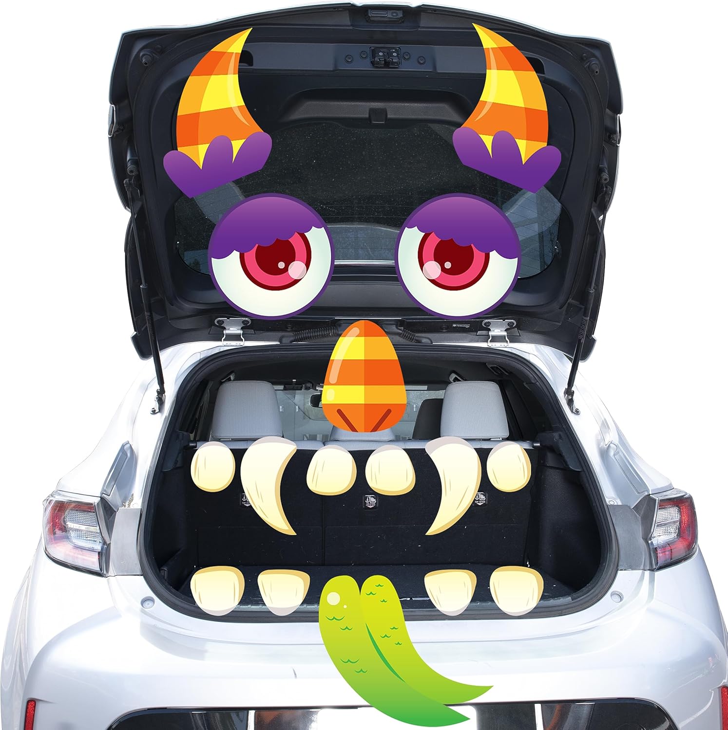 Garage Door Decorations - JOYIN Halloween Monster Trunk or Treat Car Archway Garage Decoration with Forehead, Huge Eyes, Ears, Hands, Bolt Nostrils, Fangs and Dot Glue