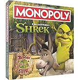 MONOPOLY: Shrek Edition Board Game, Buy, Sell & Trade, Iconic Fairy Tale Characters like Shrek, Donkey, Puss n Boots & More, Classic Family Game for Ages 8+, Officially Licensed DreamWorks Merchandise