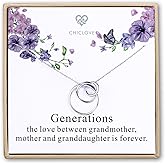 CHICLOVE Sterling Silver 3 Circles Generation Necklace - Grandmother Mother Daughter Necklaces - Family Necklace - Grandma Gift