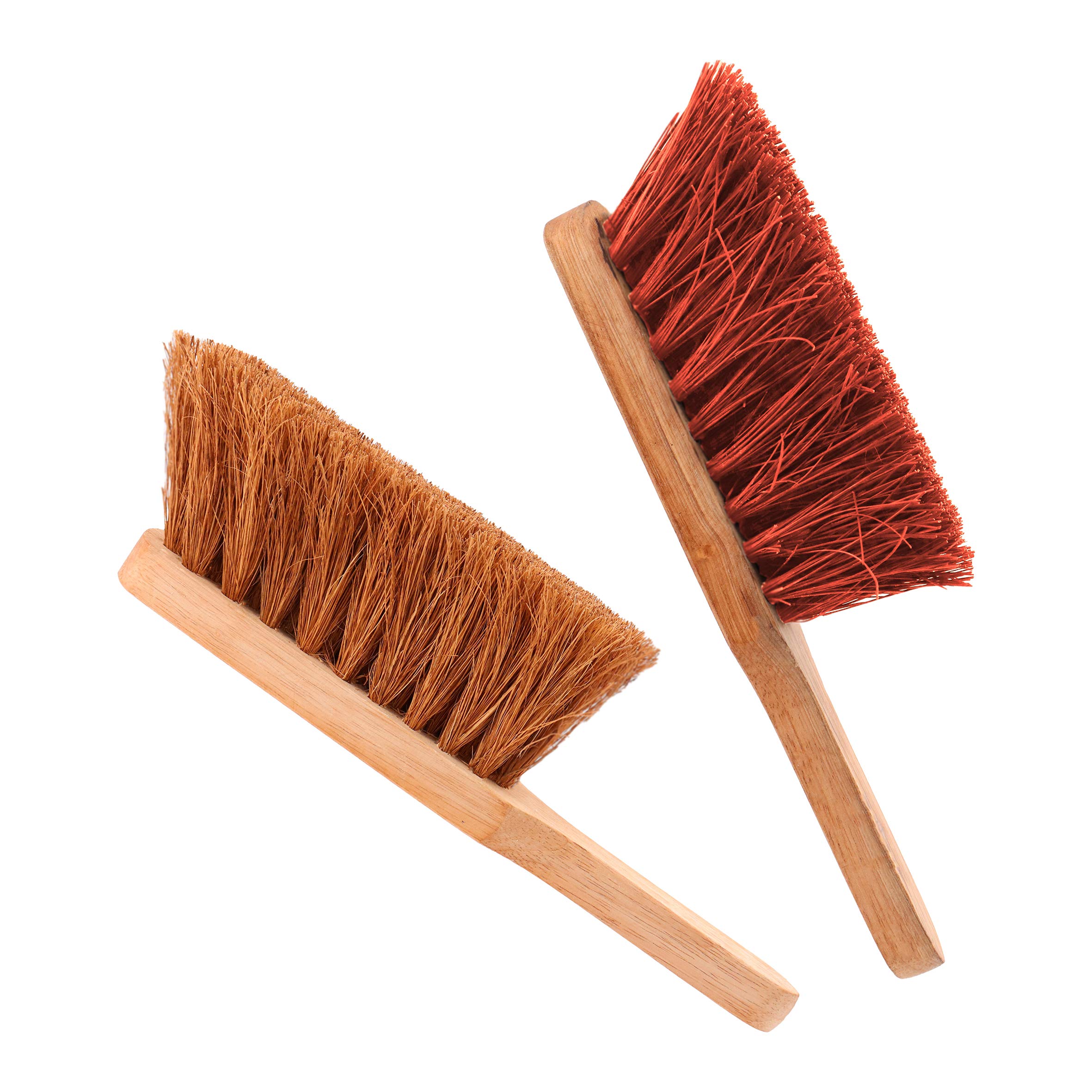 Cottam Brush, Scrubbing and Cleaning Hand Brush Set, Natural Soft Coco and Stiff Bassine Bristle with Wooden Handles, Pack of 2
