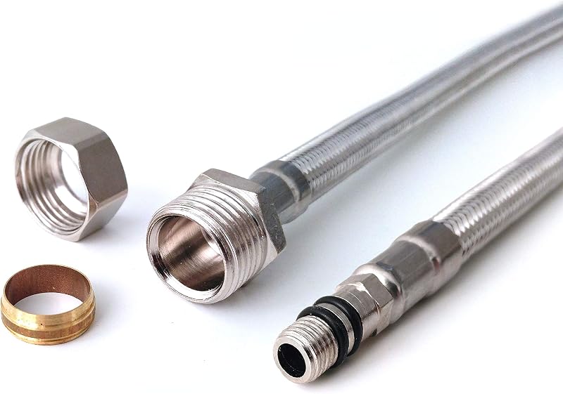 Xcel Home M10 x 15mm Compression 600mm Flexi Tap Connectors Pair for Mixer Taps
