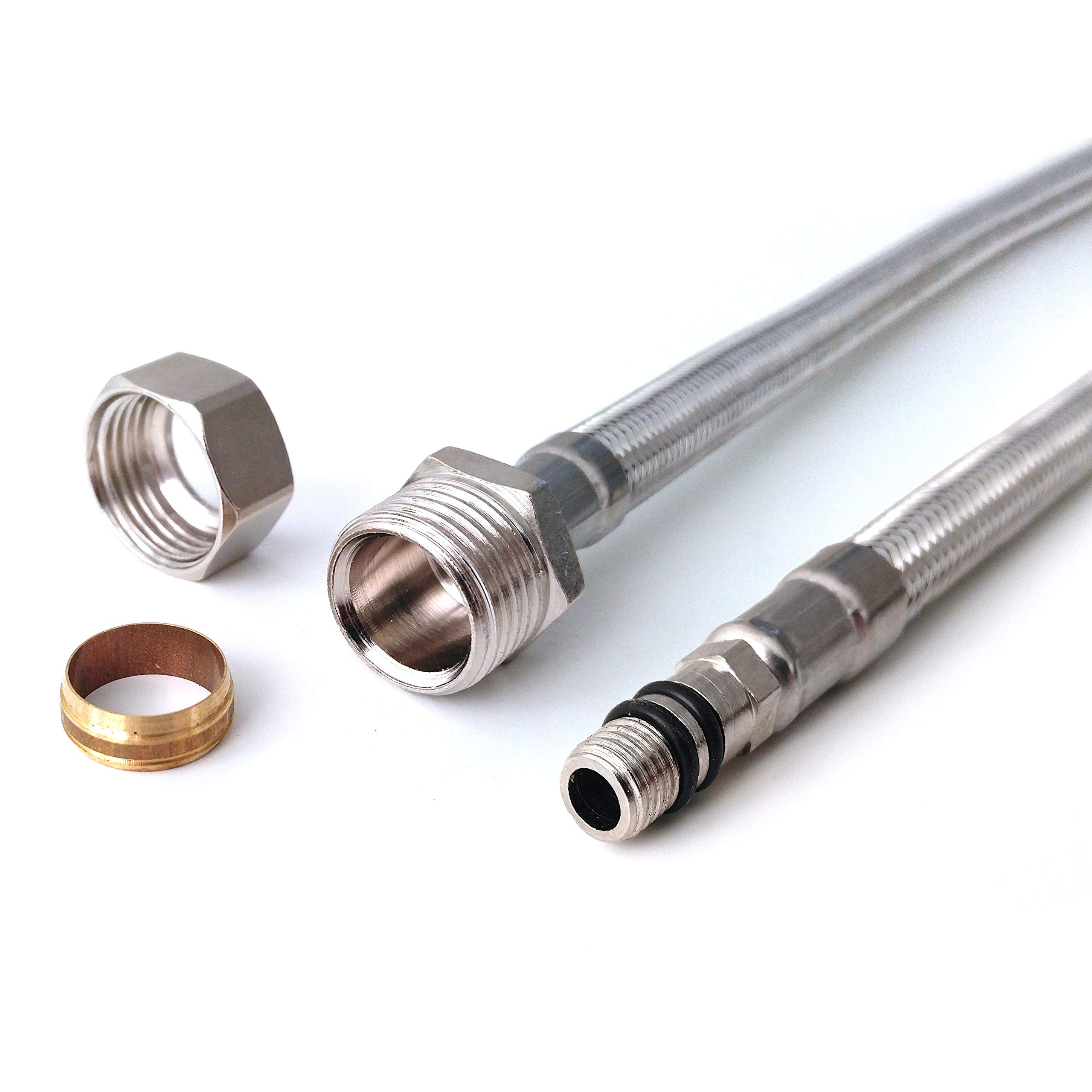 Xcel Home 2 x 900mm M10 x 15mm Compression Monobloc Tap Connectors | DIY Replacement Flexible Bathroom Basin & Kitchen Sink Tap/Boiler Flexi Pipes