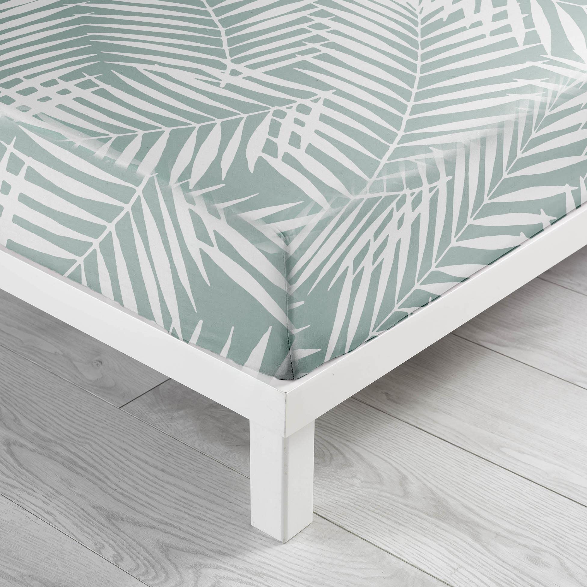 douceur d'intérieur, Botania Sage Fitted Sheet (140 x 190 cm) 100% Cotton
