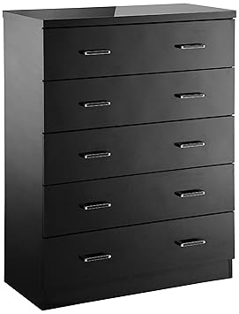 Lpd Furniture Novello 5 Drawer Chest With High Gloss 86 X 40 X