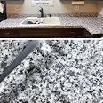 Teemall Granite Look Vinyl Film - White Marble Gloss Peel & Stick Countertop Paper - 17.7" X 98" Roll