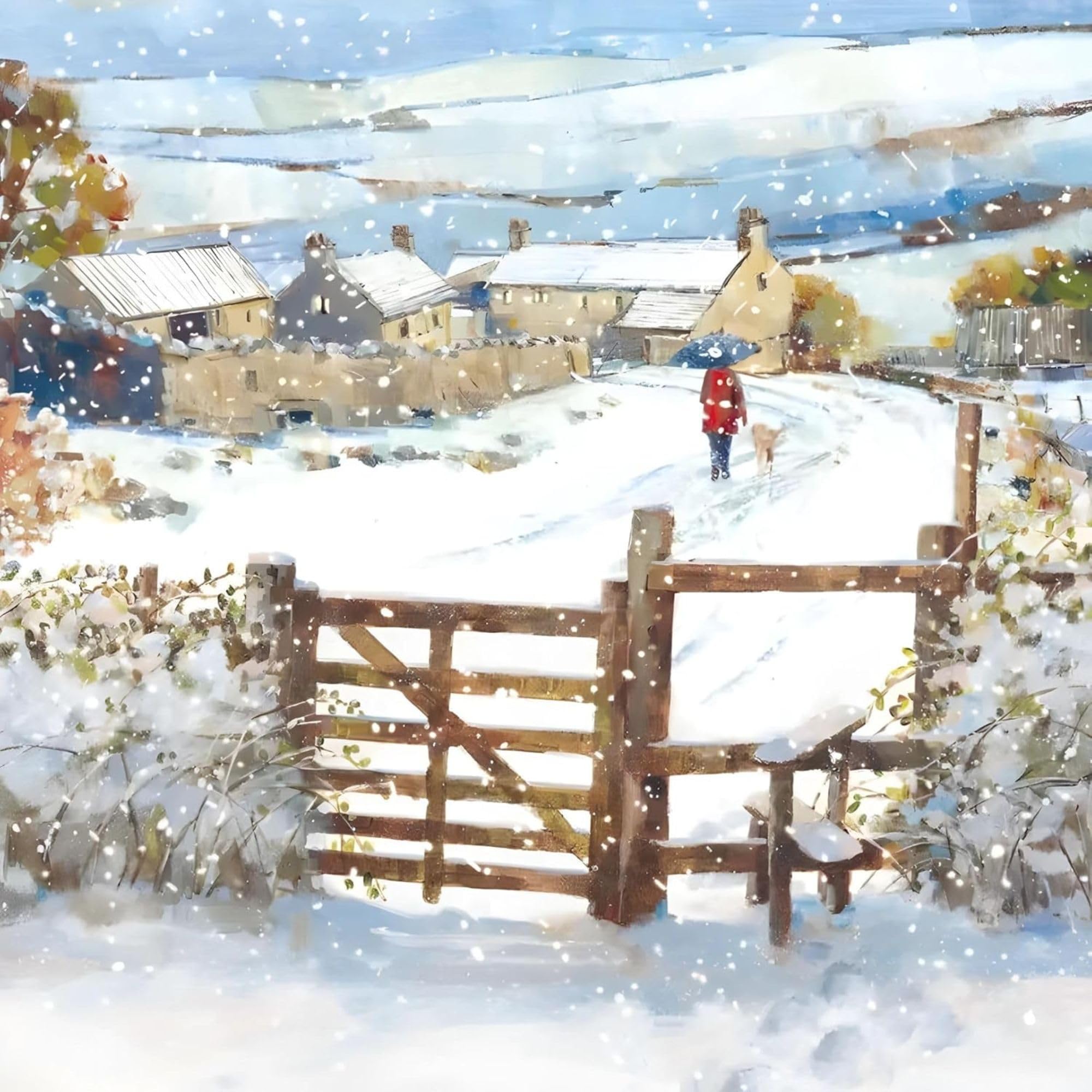 GBCC Charity Christmas Card Pack of 10 - Artistic Snowy Countryside Design - Christmas Card Multipack - In Aid of UK Charities