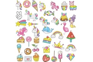 MEIEST 5D Diamond Art Painting Stickers Kits for Kids and Adult Beginners,Fun DIY Unicorn and Ice-Cream Mosaic Stickers by Numbers Kits,Creative Arts and Crafts Set and Handmade Gift