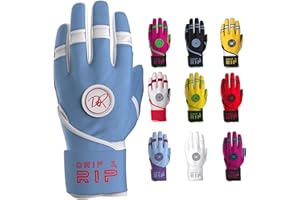 Drip & Rip Baller Series - Youth Batting Gloves + Adult Batting Gloves - for Softball and Baseball - Long Cuff Leather Style for Adult and Youth