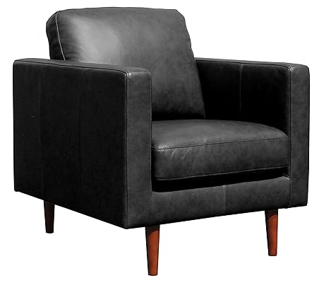 Amazon Rivet Revolve Modern Leather Armchair with Tapered Legs