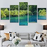 SIGNWIN 5 Panel Canvas Wall Art Modern Art Expressive Farmhouse/Country Landscape Mountain Top Multicolor Photography for Home Decorations Ready to Hang - 60