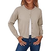 Warmrole Cropped Cardigan Sweaters Long Sleeve Button Down Knit Sweater for Women