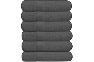 KAHAF COLLECTION Pack of 6 Bath Towels 27 x 54 Inches, 100% Cotton, Larger & Lighter Weight, Quicker to Dry, Super Soft and Absorbent, Perfect for Bathroom (Grey, Pack of 6 (27''x54''))
