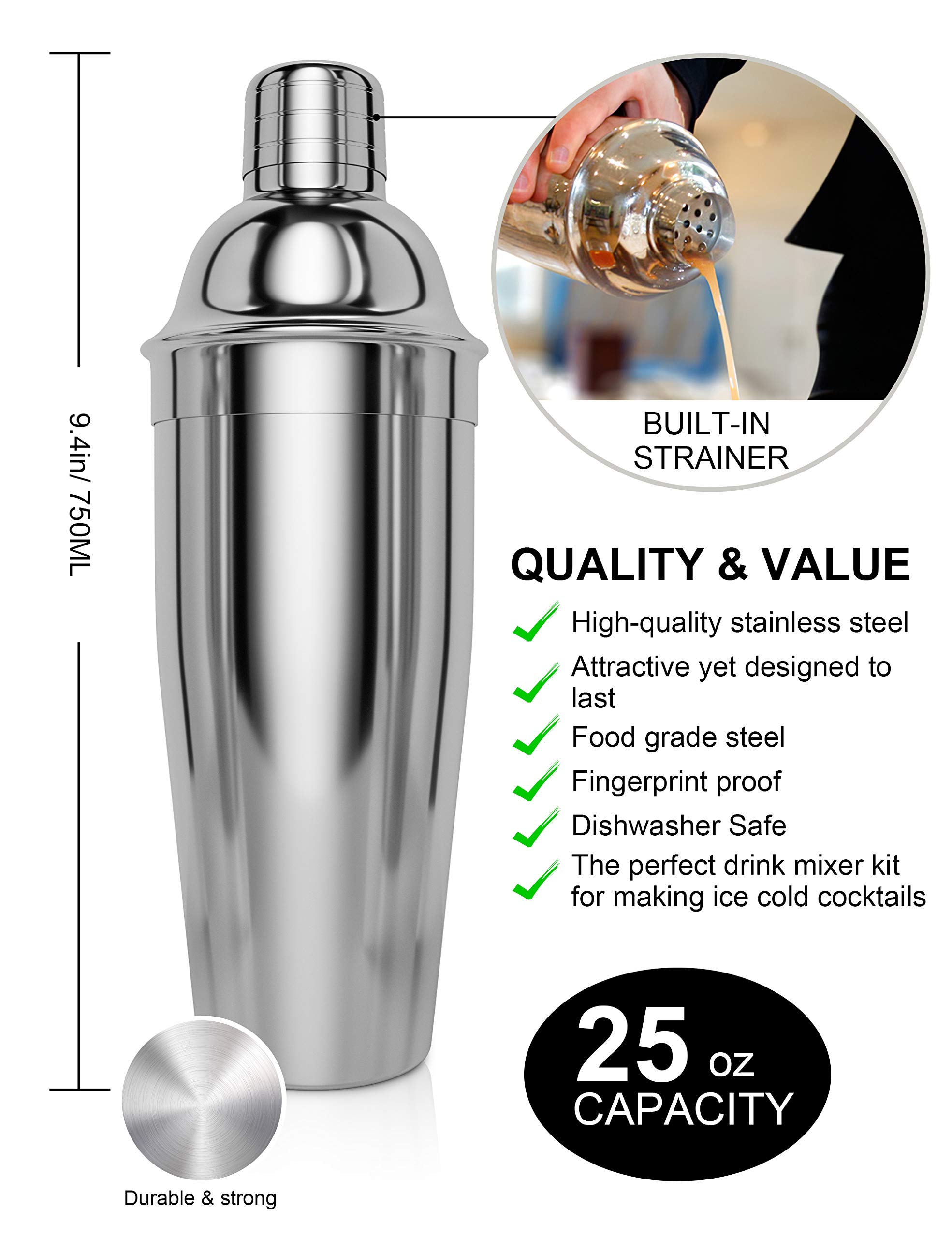 Mua Bartender Kit, 14 Piece Cocktail Shaker Set Stainless Steel Bar Tools with Rotating Stand