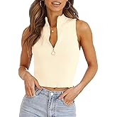 Imily Bela Womens Summer Zipper Knit Crop Tops Going Out Sweater Tank Fashion Sexy Y2k Sleeveless Shirts