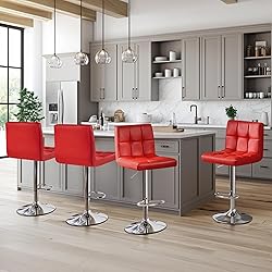 Yaheetech Bar Stools Set of 4, Adjustable PU