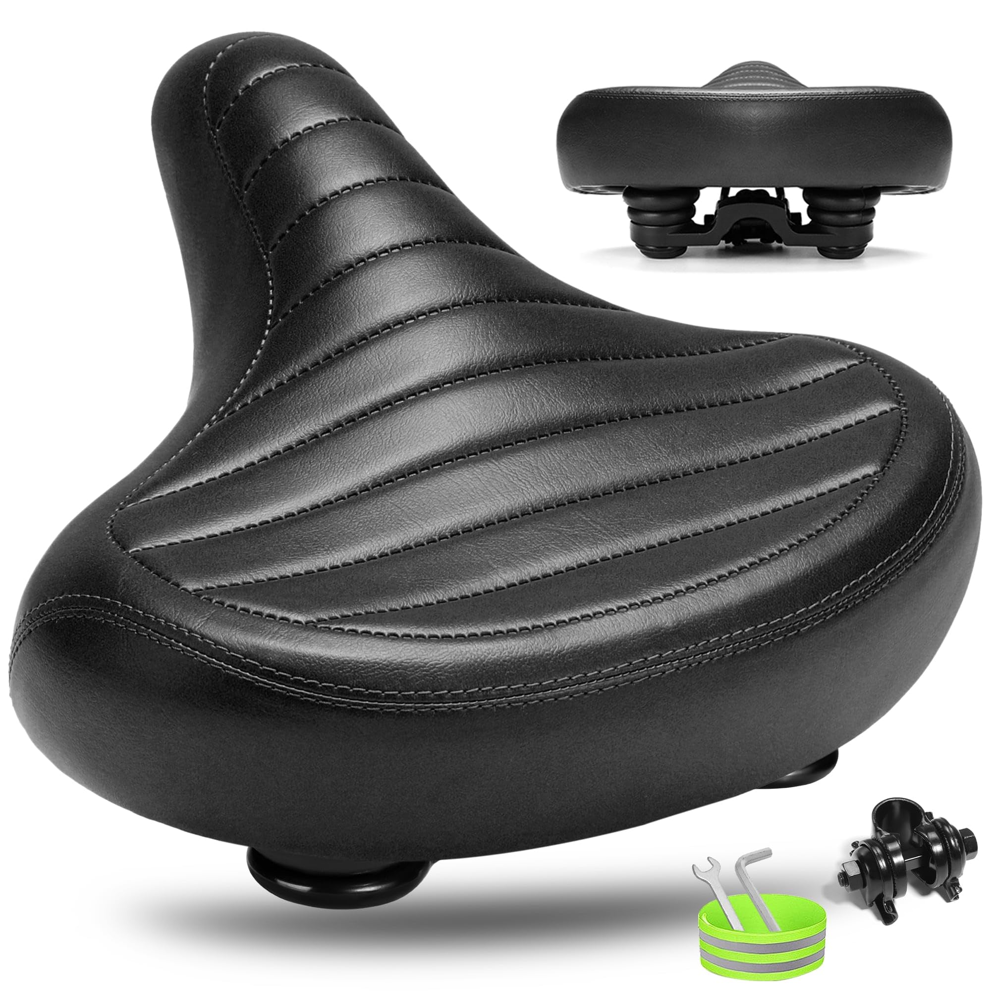 Photo 1 of CDYWD Wide Bike Seat for Men Women Comfort, Large Soft Padded Bicycle Seat Cushion, Oversized Comfortable Replacement Saddle for Beach Cruiser, City Bike, MTB, Ebike, Scooter, Stationary Exercise Bike