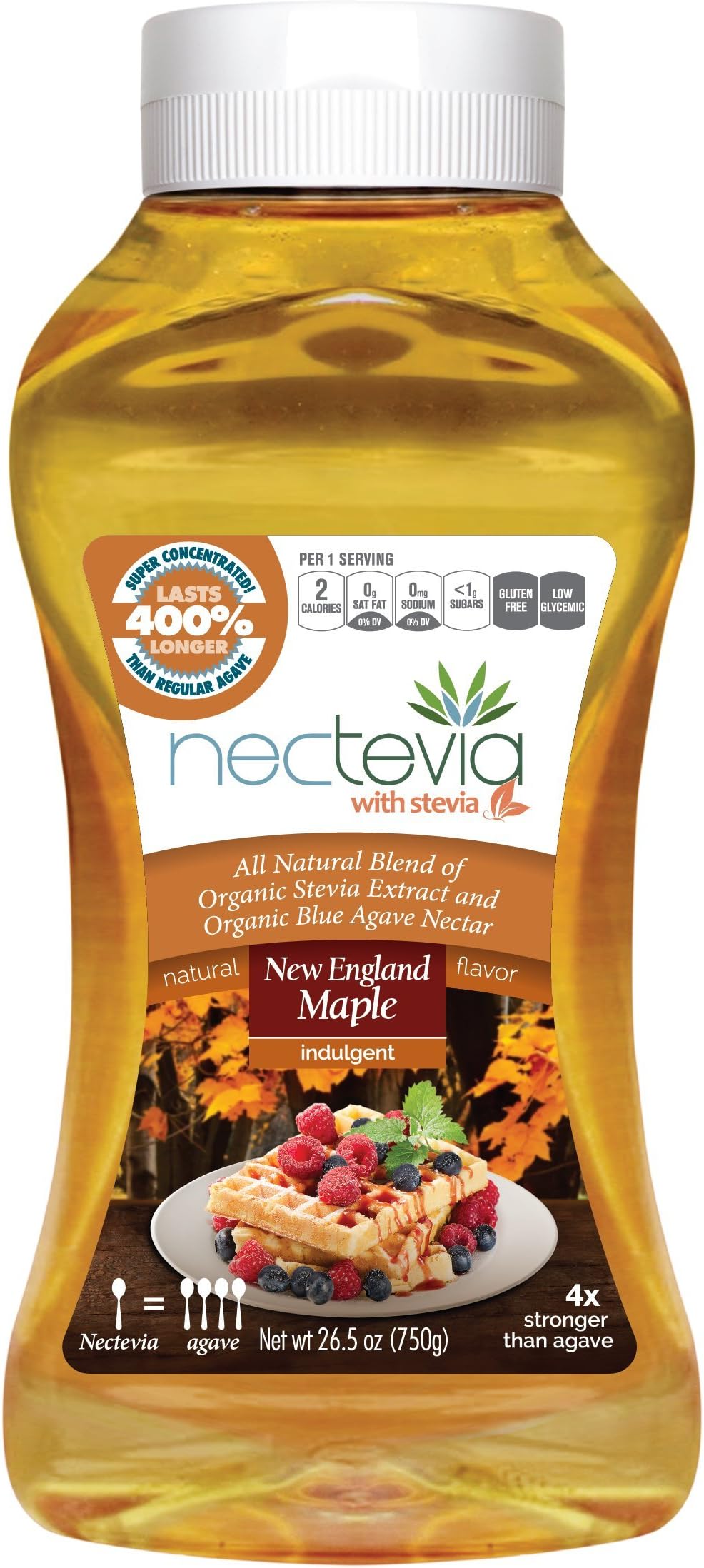 Nectevia New England Maple - Stevia Infused Agave Nectar, 1 Pack