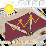 Teynewer Triangle Shade Sail 5x5x5m Waterproof UV Block 98% Red view 2