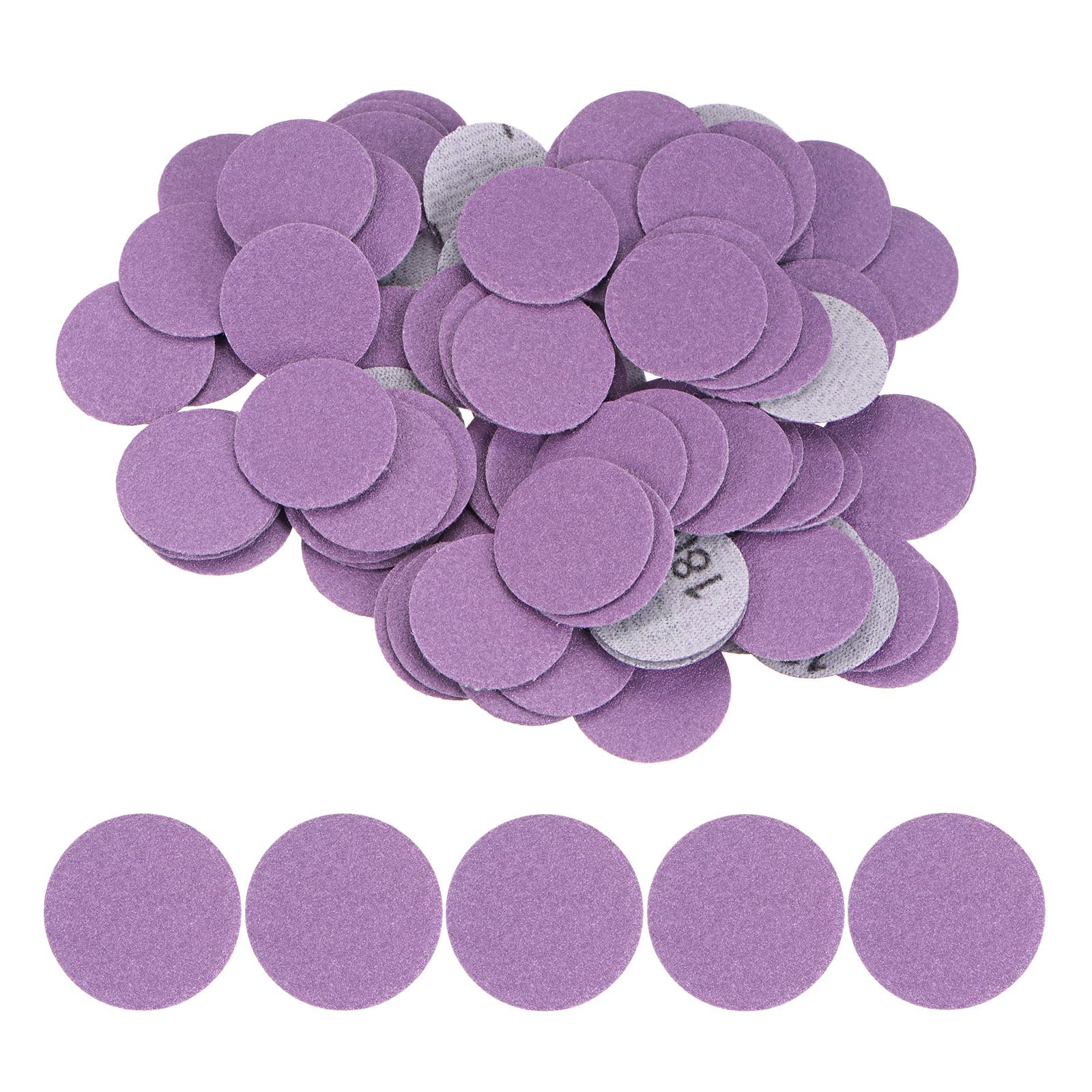 Kozelo 100pcs Premium Sanding Discs Hook and Loop - [1 Inch x 180 Grits] Purple Sandpapers Mini Size for Jewelry Wood Metal Polishing