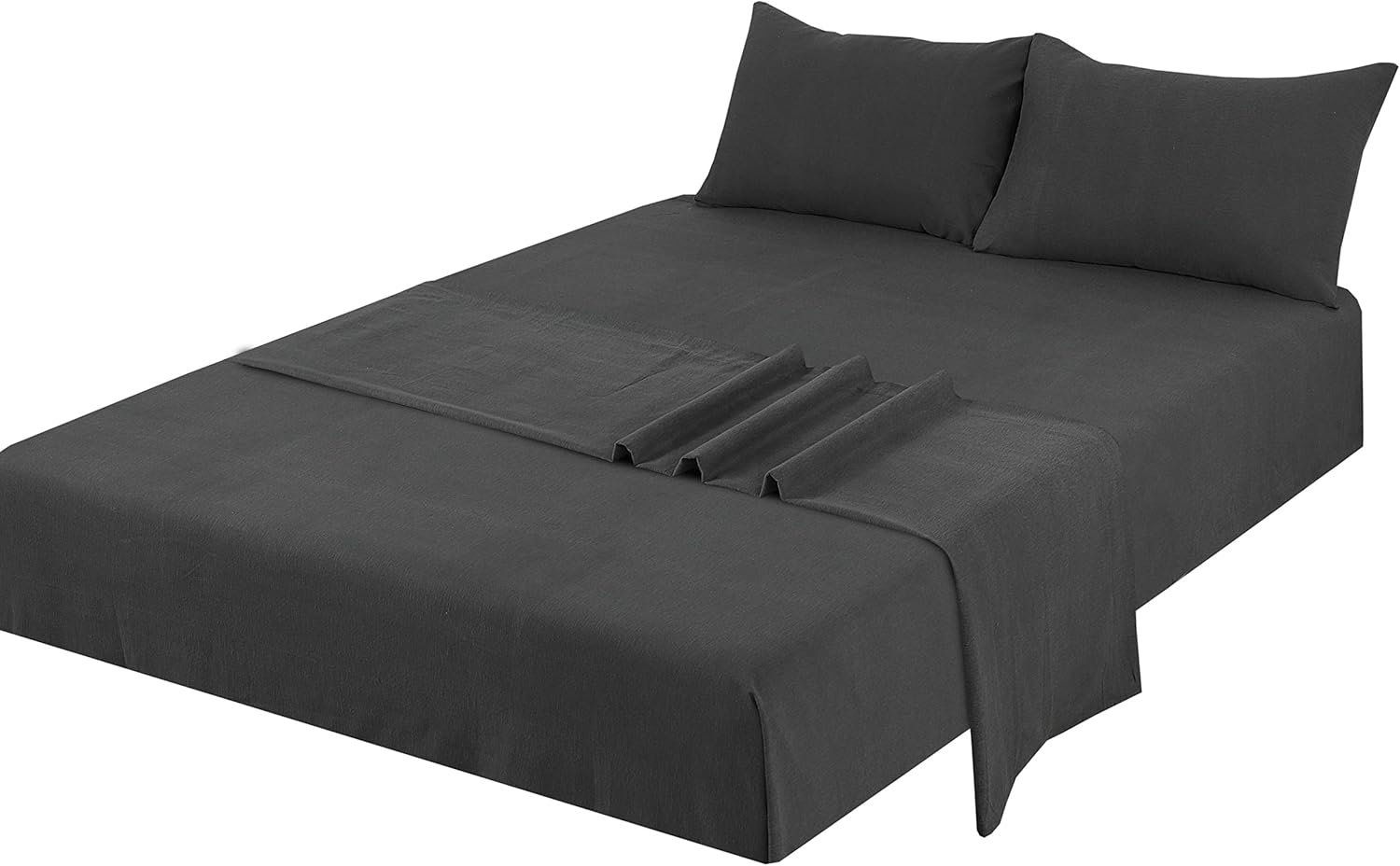 100% Cotton Flannel Queen Bed Sheet Set Gray Brushed Extreme Soft 4 Pieces Set Fitted , Flat , 2 Pillow Cases