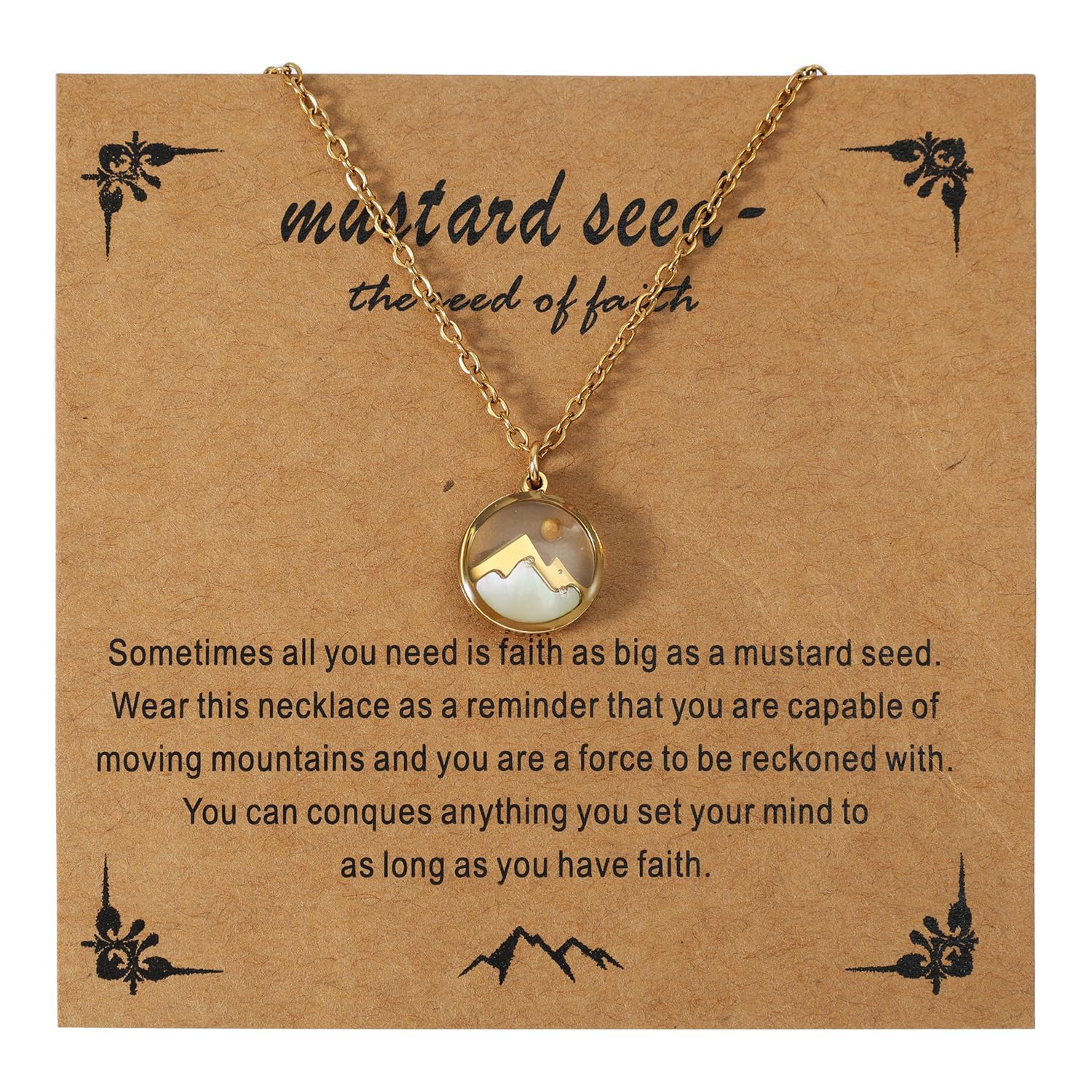 Mikovivi Faith Necklace for Women, Gold Mountain