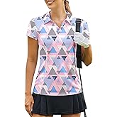 PINSPARK Womens Golf Shirt Short Sleeve Polo Shirts Quick Dry Tennis Tops V-Neck with Collar Pickleball Shirts Golf Outfits