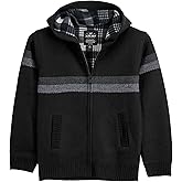 X RAY Boys (6-12) Full Zip Fleece Flannel Lining Sweater with Hood, Kids Knit Sweater for Spring, Fall and Winter