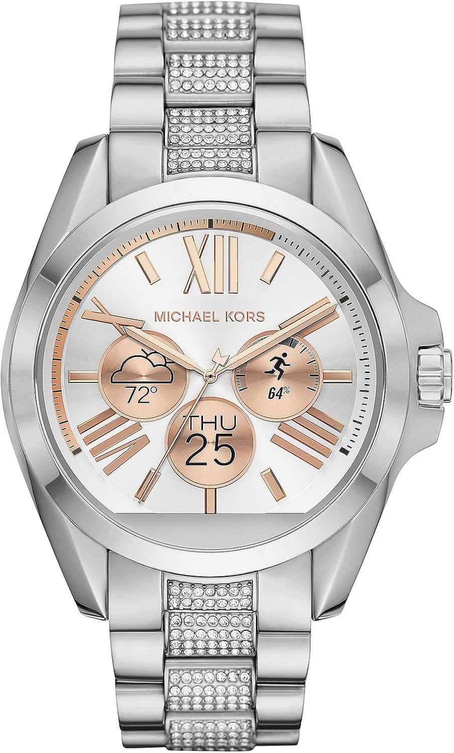 michael kors access unisex 45mm silvertone bradshaw touchscreen smart watch