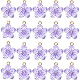 Tupalizy 20PCS Small Flower Enamel Charms Cherry Blossom Decor Gold Plated Pendant for Bracelets Necklaces Earrings Jewelry Making Findings Purse Keychains DIY Crafts Handmade Gifts Accessories
