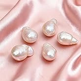 THRELE 5pcs 14-25mm Teardrop Baroque Pearl Beads, Drop Shape Freshwater Pearls for Dangle Earrings, Pendants, DIY Jewelry Making