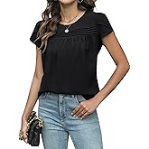 BMJL Women's Dressy Casual Blouses Summer Short Sleeve Tops Business Casual Outfits Pleated Shirts 2025