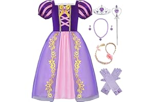 Aoiviss Girls Princess Costume Purple Princess Dresses for Little Girls Fancy Dress Up Clothes for Halloween Cosplay Party
