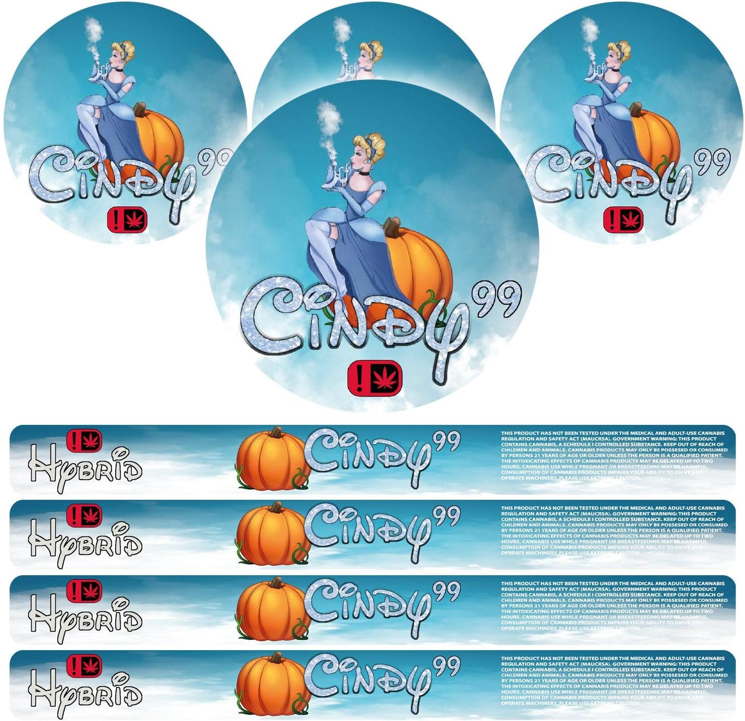 100ml Pressitin Stickers - Lid and Label - 3.5g Cali Press Tin Stickers - Cindy 99 x100