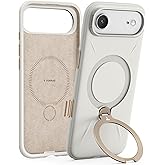 TORRAS Q3 Silicone 360 Spin for iPhone Air Case with Stand, Fit for MagSafe, Magnetic Ring Kickstand with Camera Control, Liquid Silicone Rubber Soft Phone Case for iPhone 17 Air 6.5'', Light Ivory