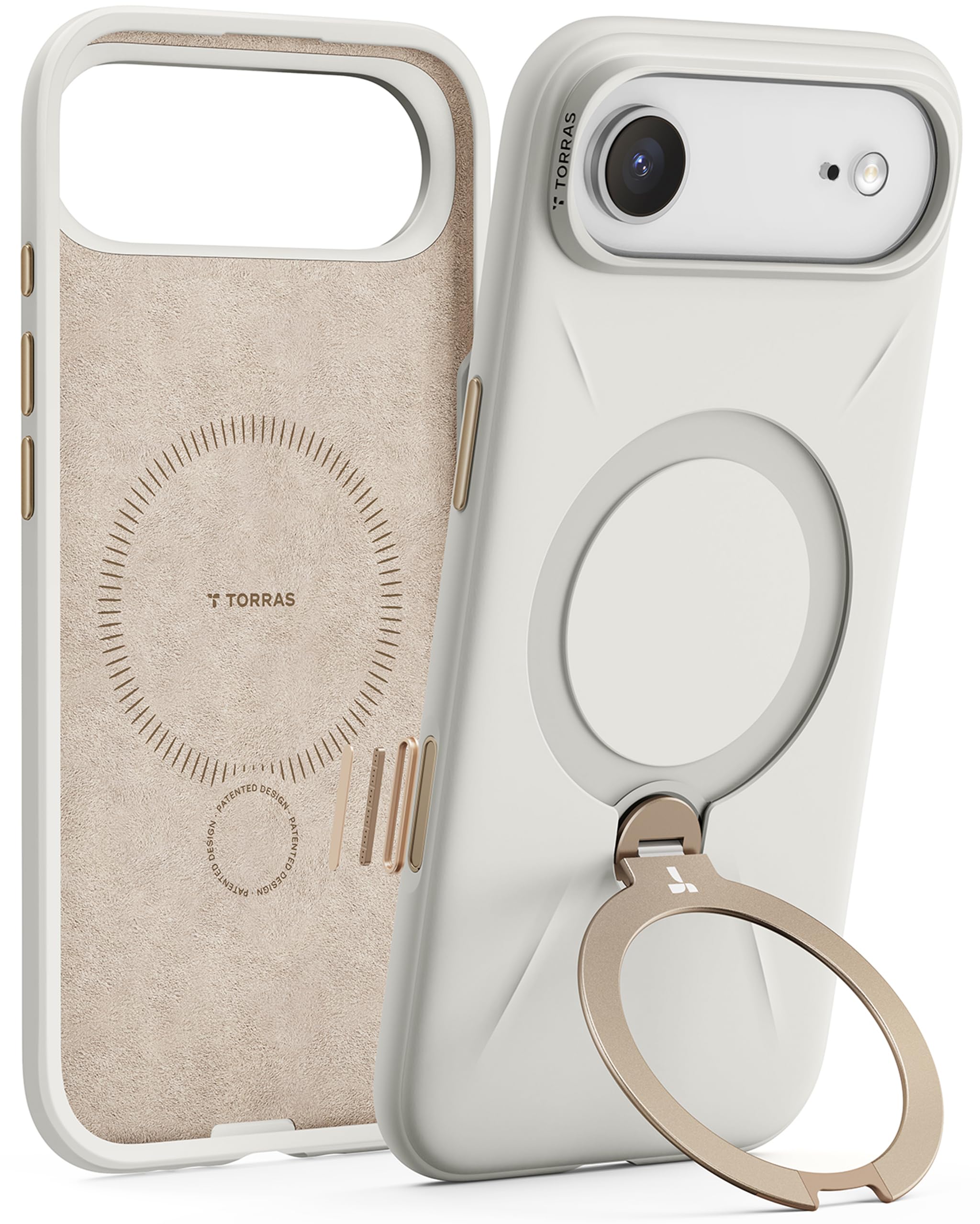Photo 1 of TORRAS Q3 Silicone 360 Spin for iPhone Air Case with Stand, Fit for MagSafe, Magnetic Ring Kickstand with Camera Control, Liquid Silicone Rubber Soft Phone Case for iPhone 17 Air 6.5'', Light Ivory