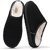 Project Cloud Mens Slippers 100% Genuine Leather and Genuine Shearling Lining – House Slippers for Men with Memory Foam Insole – Lightweight & Non Slip Mens House Shoes