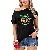 Deerose Mardi Gras Shirt Womens Short Sleeve Fat Tuesday Parades Tops